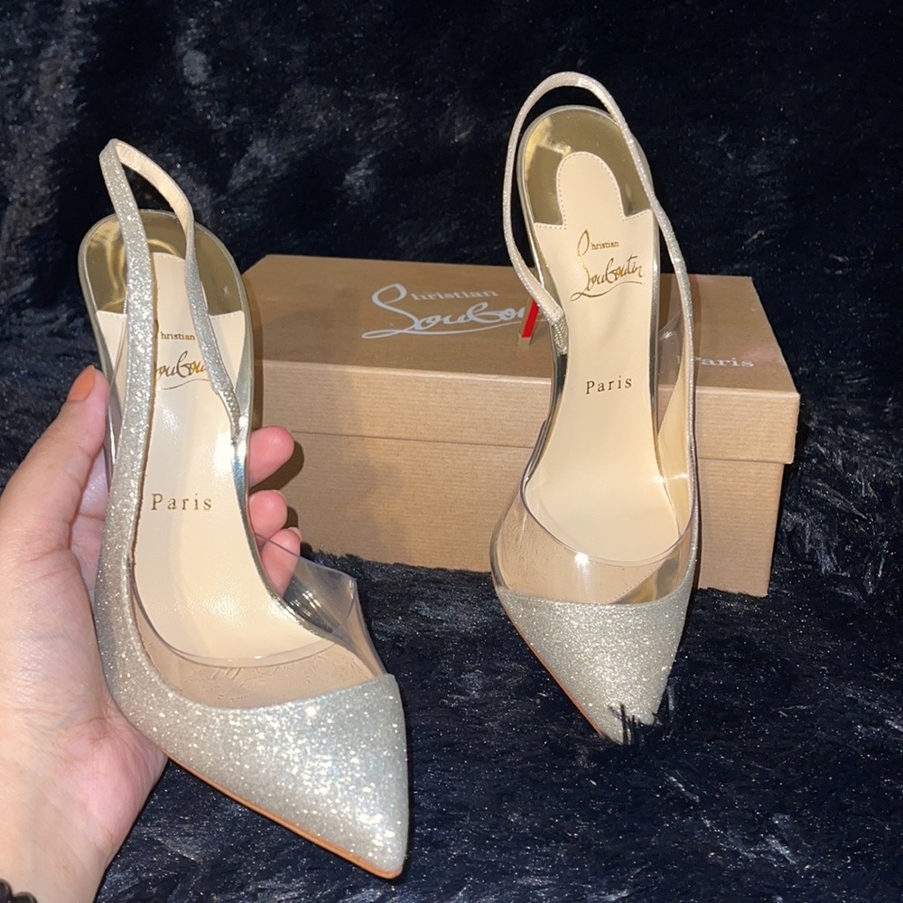 WEDDING SLIPPER🧖🏼Christian Louboutin 100mm gold glitter optisexy 💖